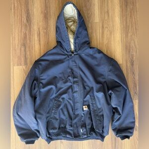 Carhartt FR Cat 4 Jacket 2112 101621-410 Hooded Fire Resistant Blue Sz 4XL Men